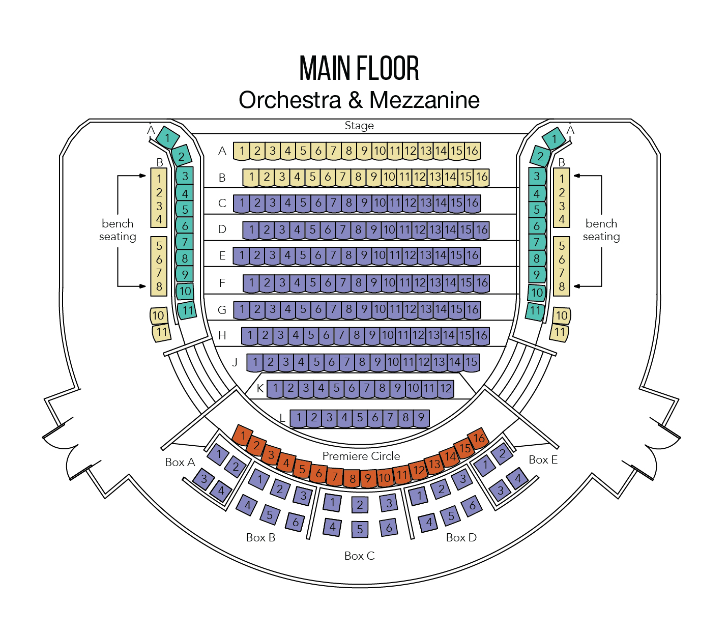 Alberta Bair Theater Seating Map